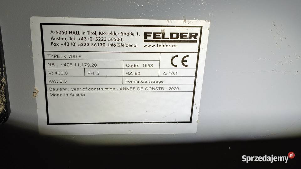Profesjonalna piła formatowa Felder K 700 S stan małopolskie Olkusz