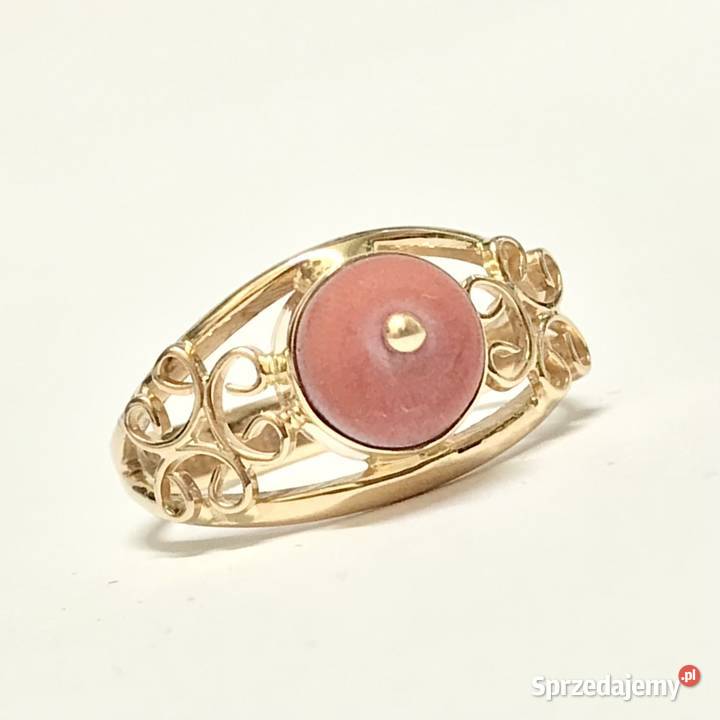 Złoty PIERŚCIONEK 14K ażurowy piękny KORAL r 15 mazowieckie Warszawa sprzedam