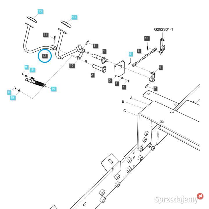 Dźwignia pedał HST TRG292 LS Tractor 40285277 Tajęcina