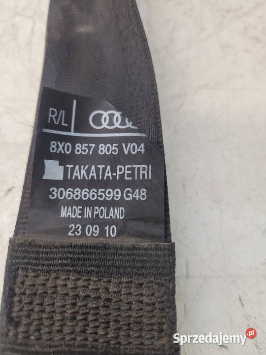 PAS BEZPIECZEŃSTWA TYŁ AUDI A1 8X 8X0857805 osobowe Przystajń