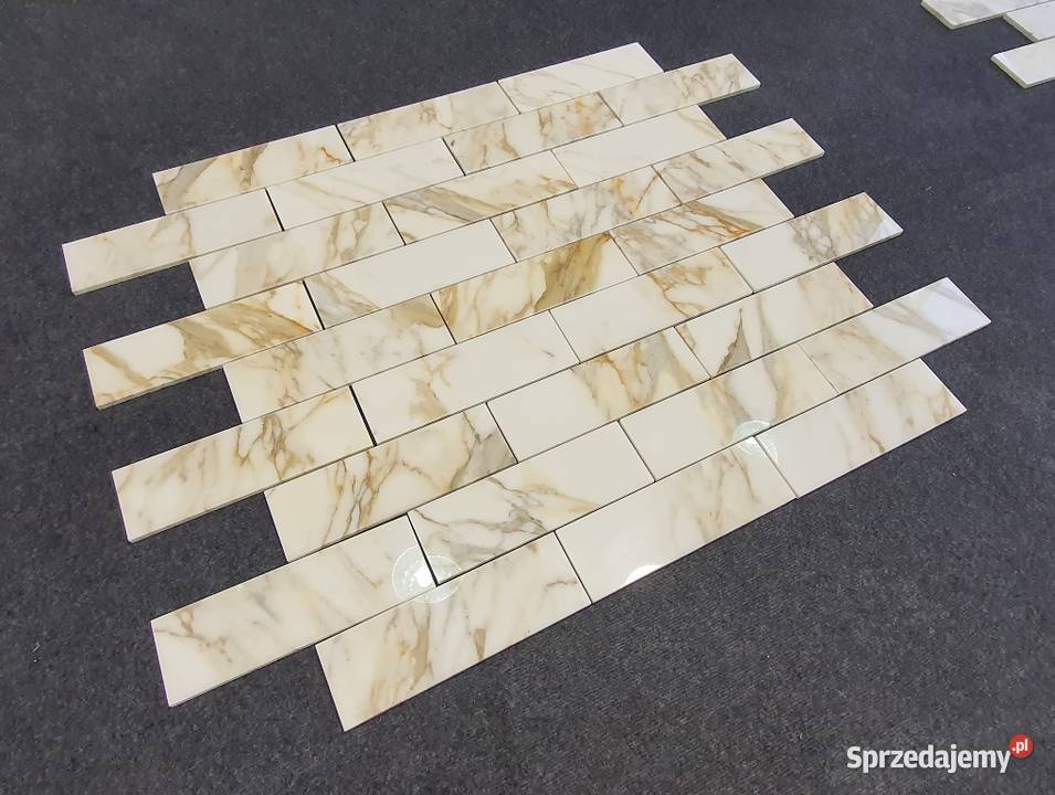 Mozaika Bianco Calacatta Gold Cegiełka poler Bielawa