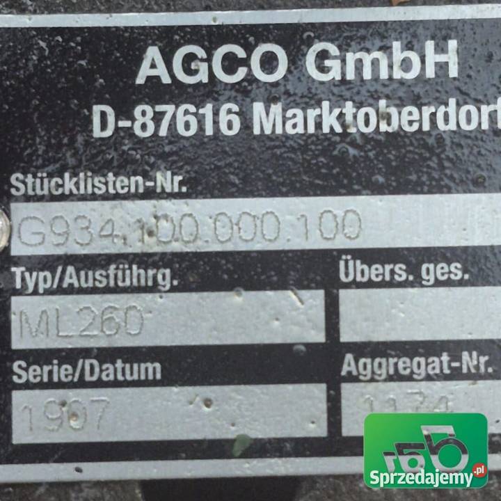 Skrzynia biegów Vario ML260 G934100000100 Fendt Skrzynia biegów sprzedam