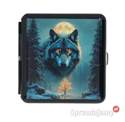 Metalowa Papierośnica z Nadrukiem z Wilkiem Ostrowy nad Okszą