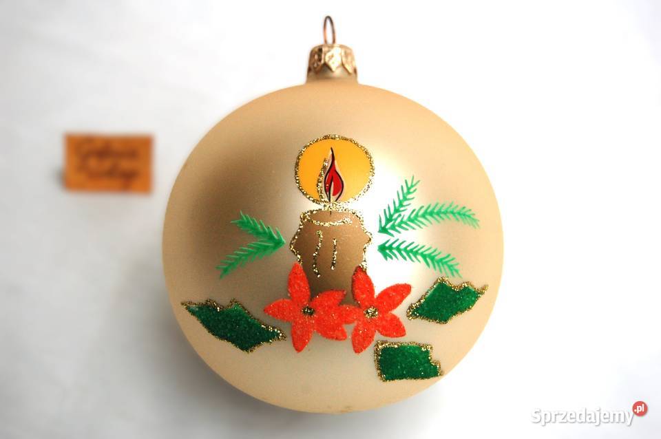 Bombki szklane ręcznie malowane złote perłowe 10 Lublin