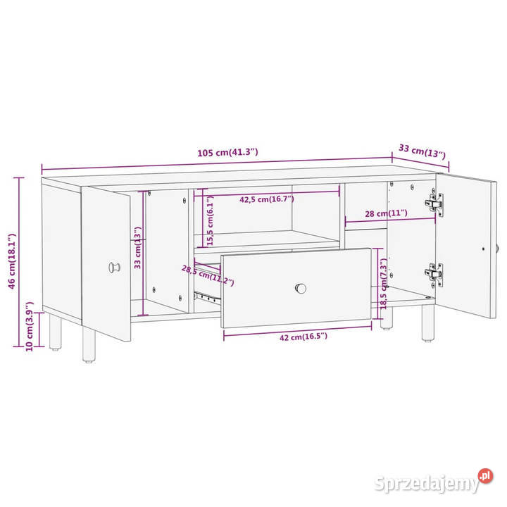 Szafka pod telewizor 105x33x46 lite drewno mango mazowieckie Warszawa sprzedam