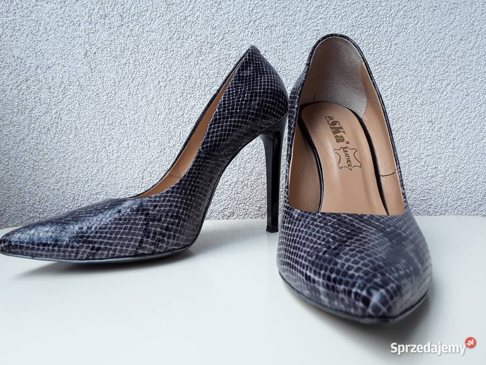 Skórzane lakierowane szpilki r38 Czółenka Warszawa