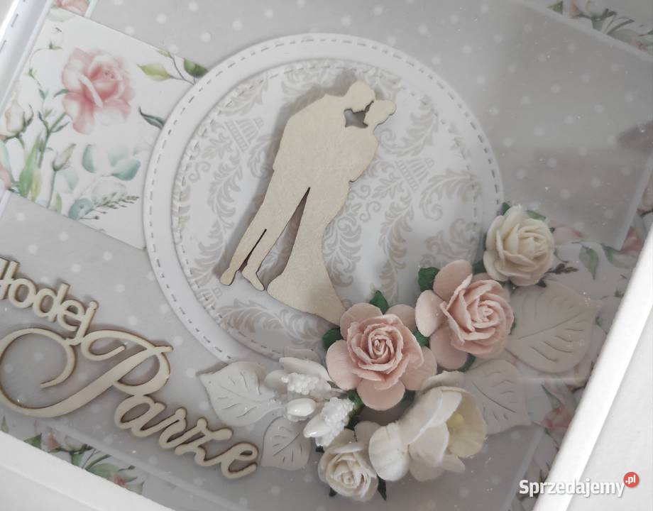 Kartka ręcznie robiona na Ślub z pudełkiem Łódź