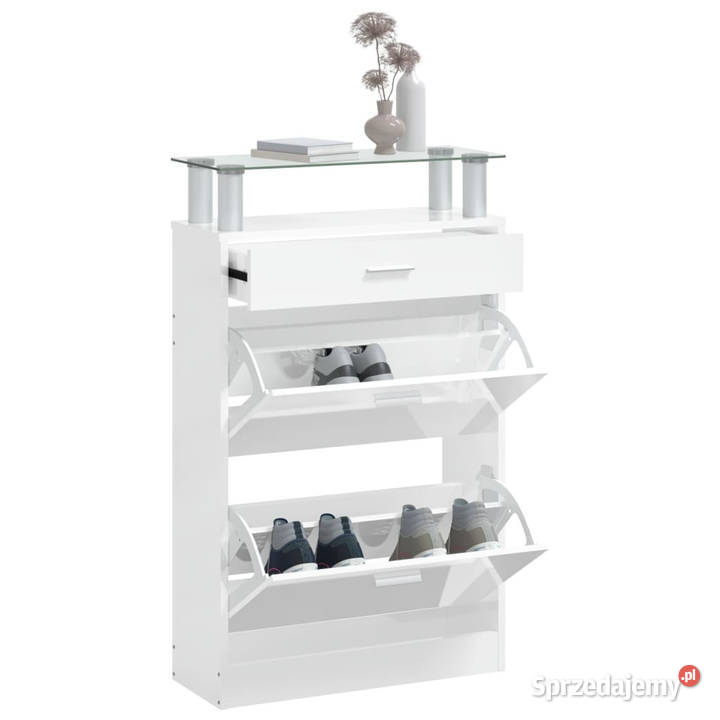 Szafka na buty wysoki połysk biała 63x24x104 Warszawa