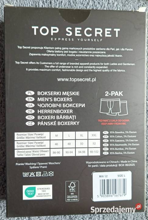TOP SECRET bokserki męskie 2pak rozmiar XL 9498 Bielizna