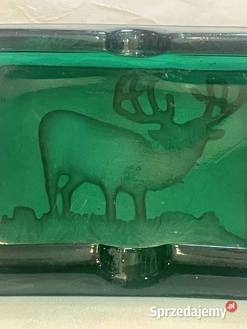 Popielniczka myśliwska zielone szkło małopolskie Kraków sprzedam