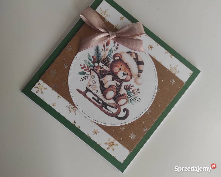 Kartka ręcznie robiona handmade świąteczna Boże Łódź