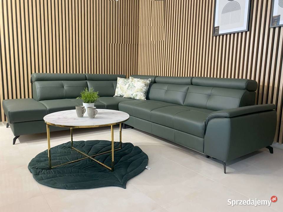 Narożnik Siella skóra naturalna 100 spanie Piasek