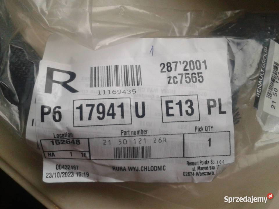 Rura waz wyj hlodnic 215012126R