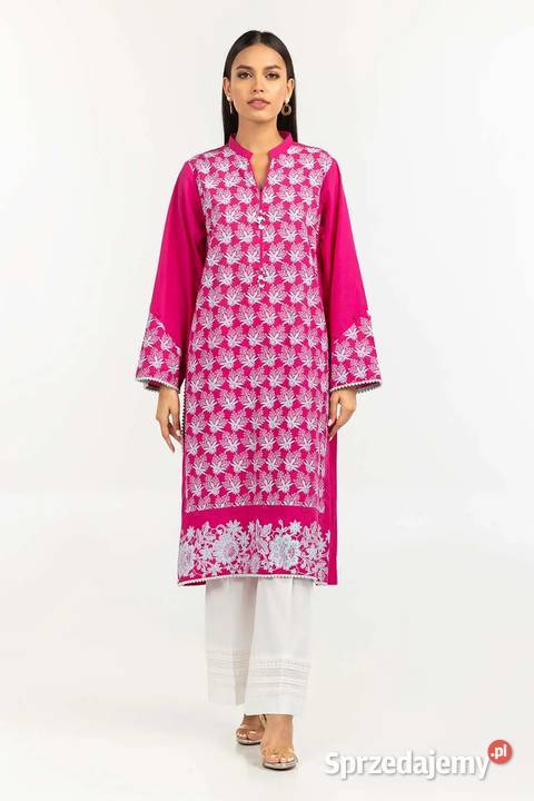 Nowa tunika indyjska różowa S 36 M 38 biały wzór