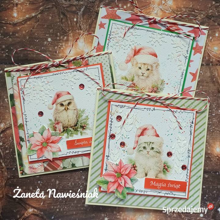 Kartki świąteczne różne wzory rękodzieło Antyki, Sztuka, Kolekcje Mszana Dolna