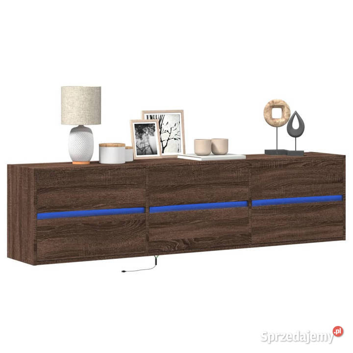 Ścienna szafka TV z LED brązowy dąb 180x31x45 Warszawa sprzedam