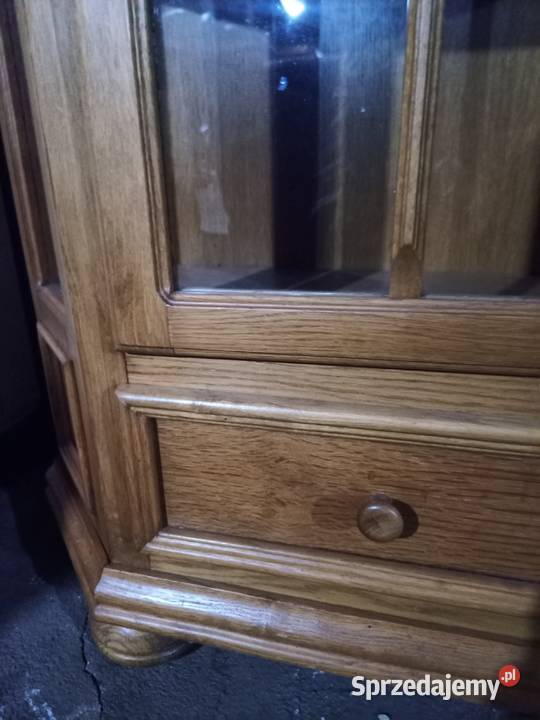 Witryna przeszklona z szufladą Dąb