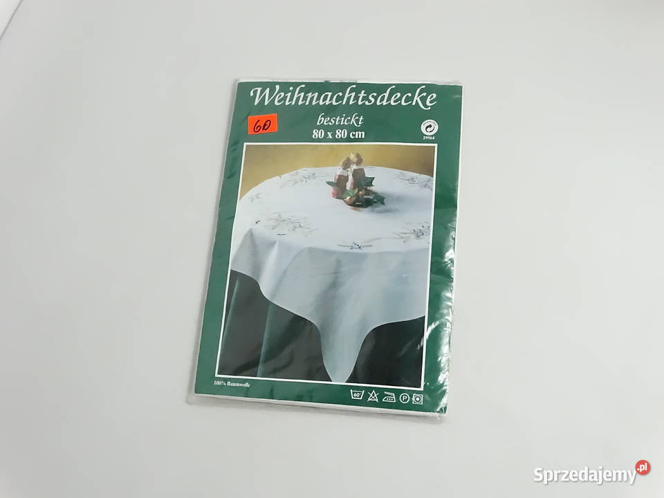 Piękna Świąteczna Serweta Haftowana 80x80 Biłgoraj