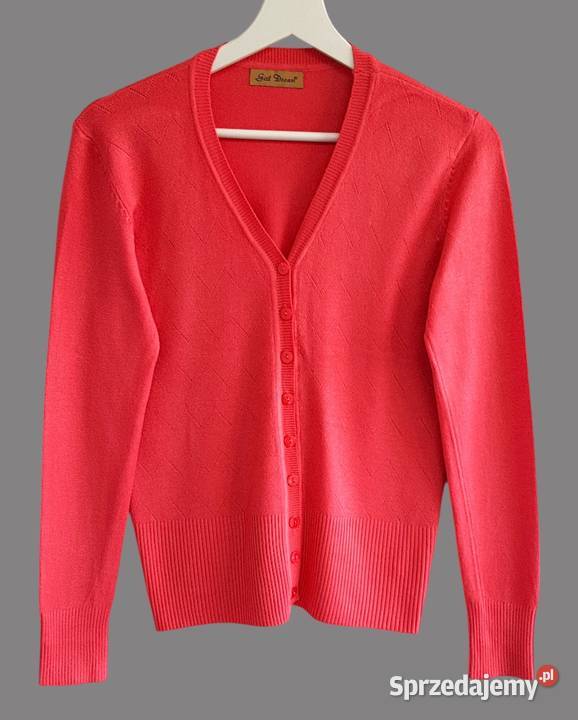 Damski bawełniany sweter czerwony z długim czerwony Chrzanów