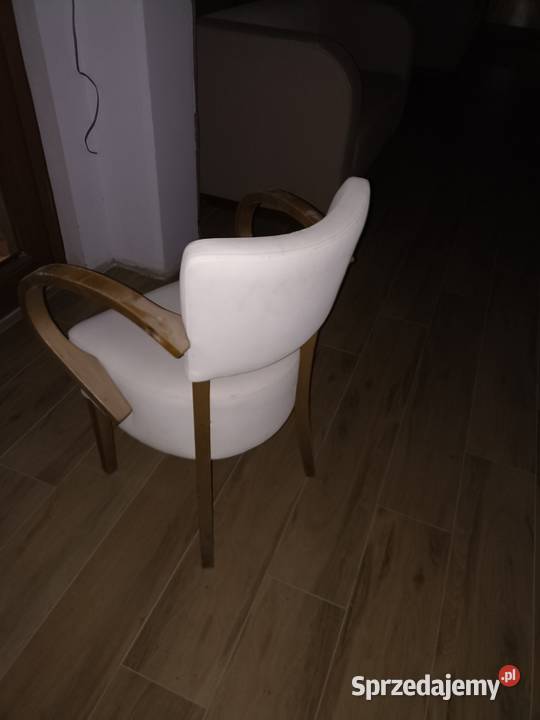 Krzesła fotele drewniane eko skóra białe 3 Wrocław