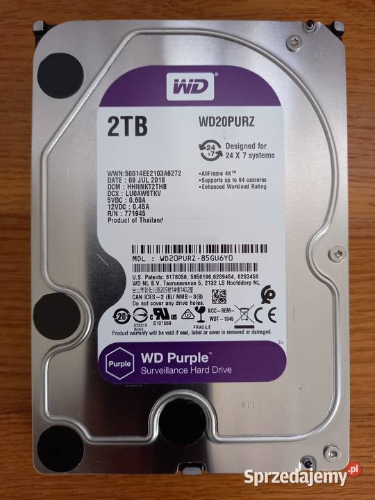 WD Purple 2TB SATA idealny do monitoringu 5400 Tomaszów Lubelski