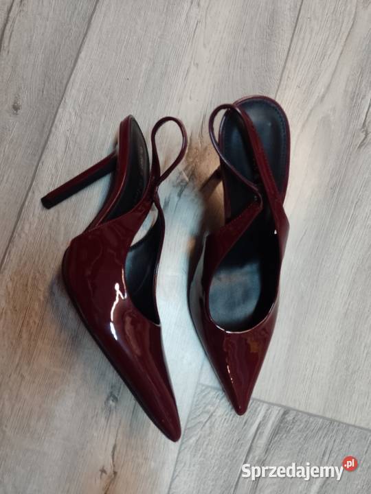 39 Bordowe Burgundowe czółenka wieczorowe z