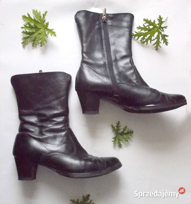 skórzane kozaki 37 czarne kozaki ze skóry damsie Szczecin