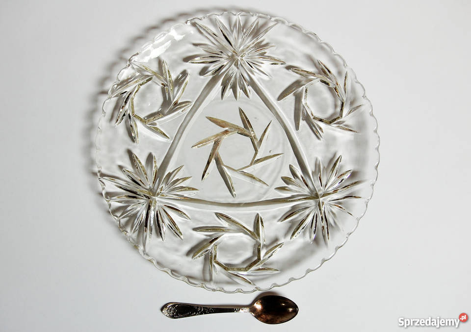 Patera na ciasto vintage szkło szlif 30 przezroczysty Ceramika i szkło Lublin sprzedam