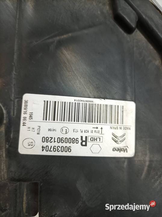 LAMPA PRZÓD PRAWA EU USZKODZONA 9800901280 sprzedam
