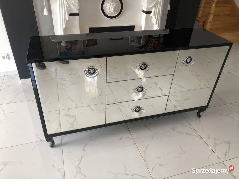 Komoda czarna lustrzana lustro kołatka glamour Meble wielkopolskie Kępno