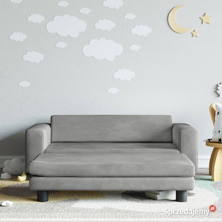 Sofa dziecięca z podnóżkiem jasnoszara 100x50x30 Warszawa