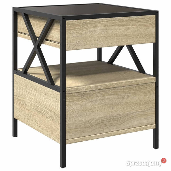 Stolik nocny z LED Infinity dąb sonoma 40x40x51 Warszawa