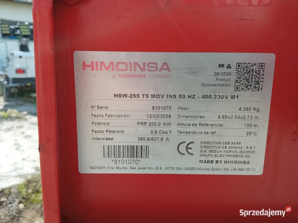 HIMOINSA HSW255 250 kVA Agregaty prądotwórcze