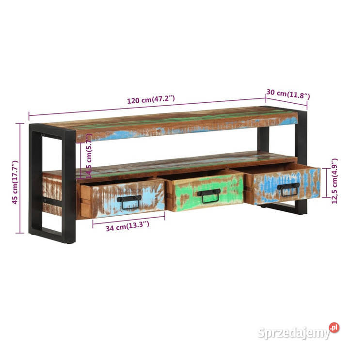 Szafka pod TV 120x30x45 lite drewno z odzysku mazowieckie Warszawa
