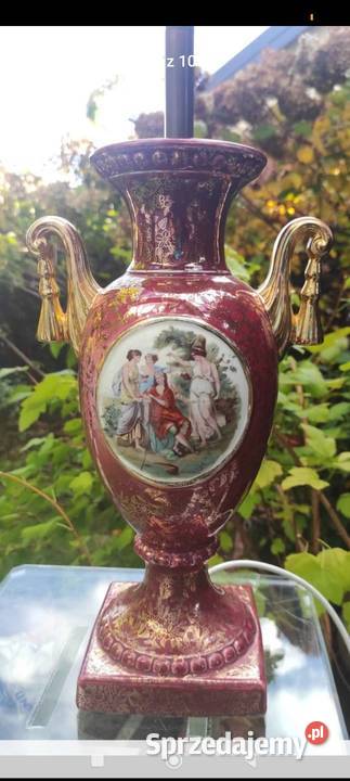 Lampa Empire Ware England z 2 uchwytami i złotym Porcelana i szkło łódzkie Pabianice