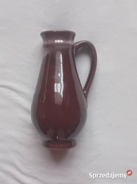 Ceramiczny szkliwiony wazon z uchem dzbanek Koźminek