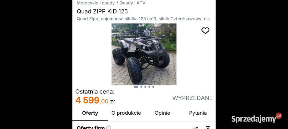 Quad 125 Zipp kod pół automat 3 1 wsteczny duże Skłody Borowe