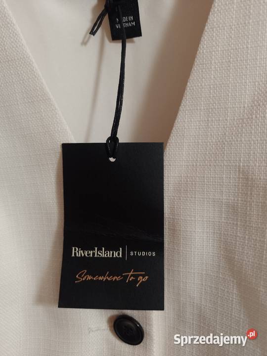 36S River Island Kremowa kamizelka garniturowa z Bluzki i koszule małopolskie