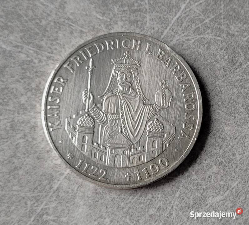 J40 NIEMCY RFN srebro 10 Marek 1990 r Barbarossa Numizmatyka Wola Kruszyńska