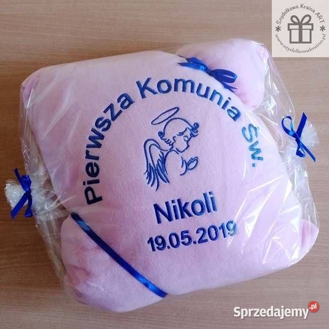 Pamiątka I Komunii Świętej poduszka z haftem Toruń