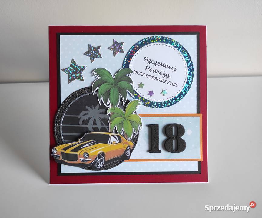 Kartka ręcznie robiona na 18te urodziny Łódź