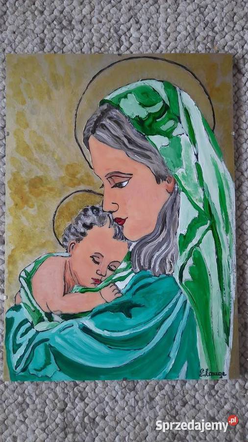 Obrazki Matka Boża z Dzieciątkiem 30x42 E Lange Poznań