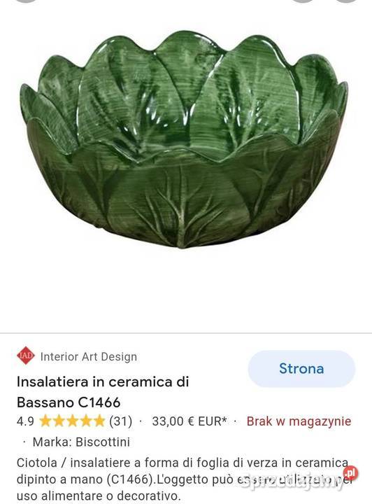 Salaterka Misa Ceramika Włoska Bassano Wola Podłężna