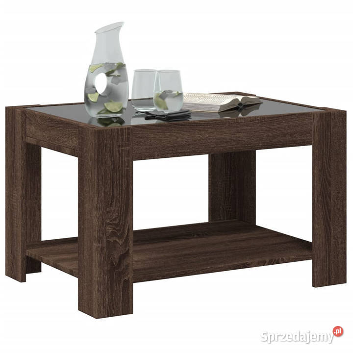 Stolik kawowy z LED brązowy dąb 73x53x45 Stoły mazowieckie