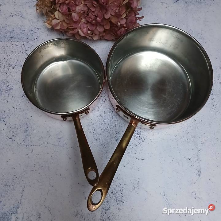Mały miedziany garnek miedziany rondel komplet 2