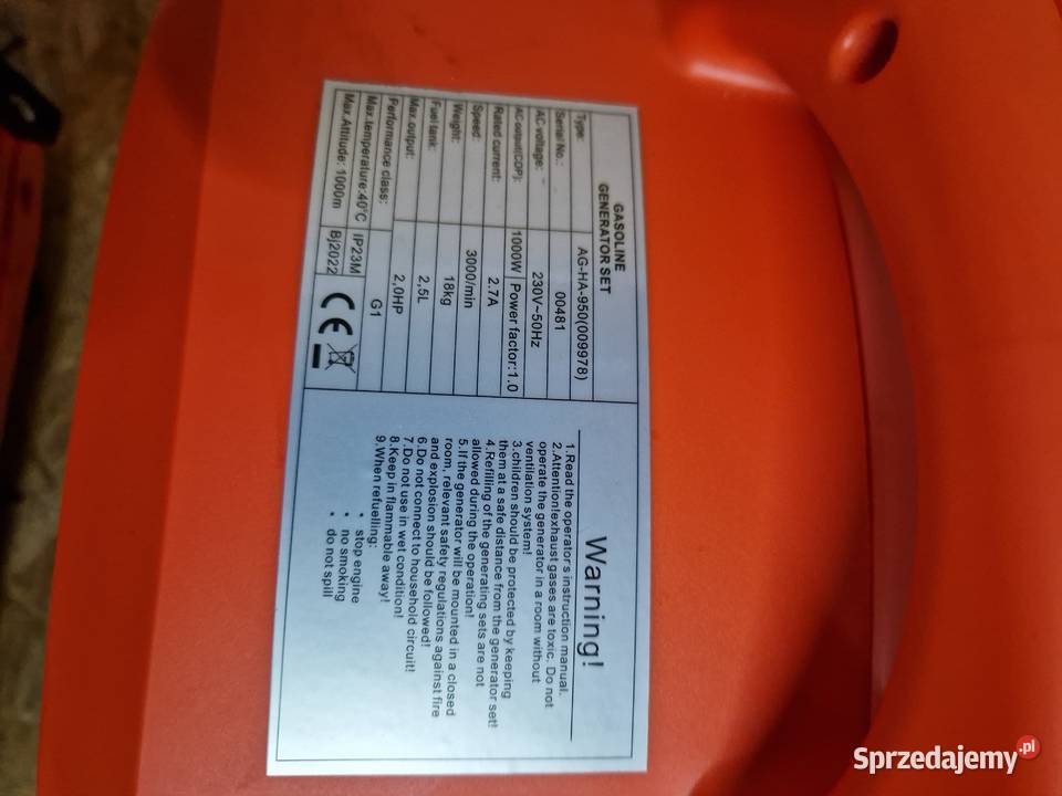 Agregat prądotwórczy benson 1000 wat benzynowy Głogowa