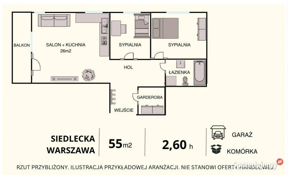 3 pokoje duży balkon osobna garderoba wszędzie Warszawa