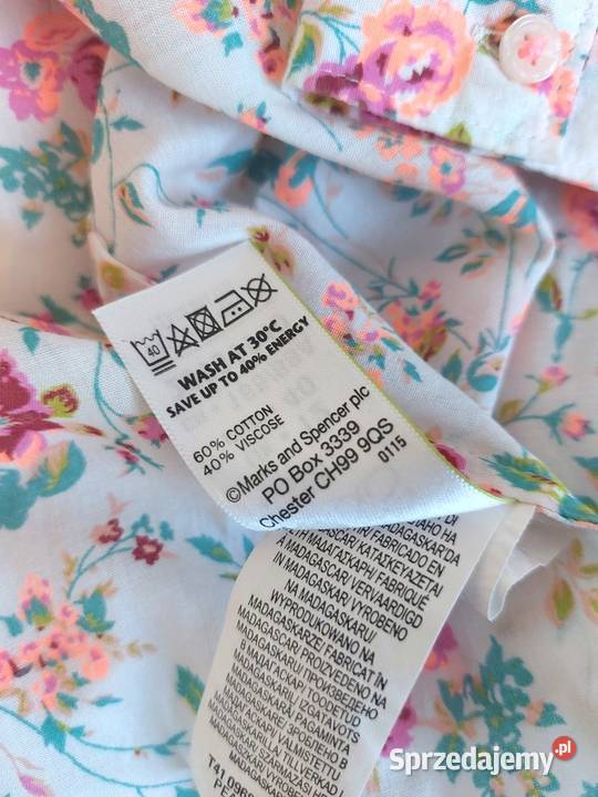 Bluzka biała kwiaty L 40 MarksSpencer MS wiskoza