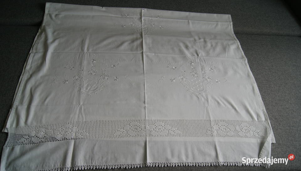 Firana shabby chic wstawka szydełkowa koronka Dobroszyce