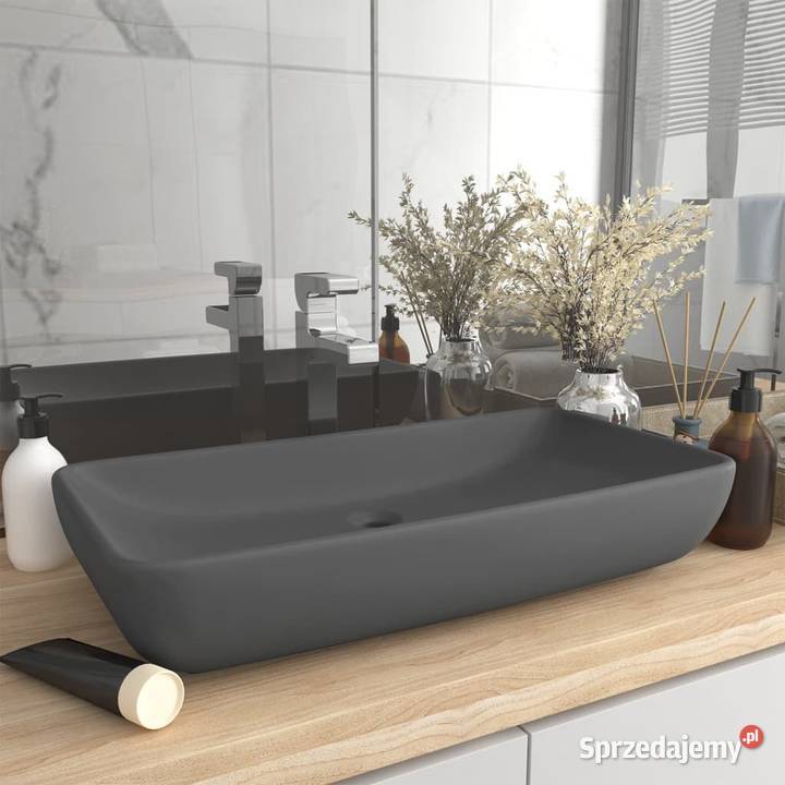 Umywalka prostokątna matowa ciemnoszara 71x38 Warszawa